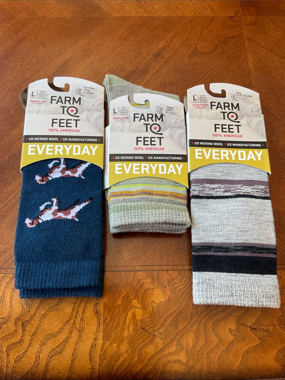 Farm to feet everyday merino wool blend socks size Lg Crew Various lot of 3